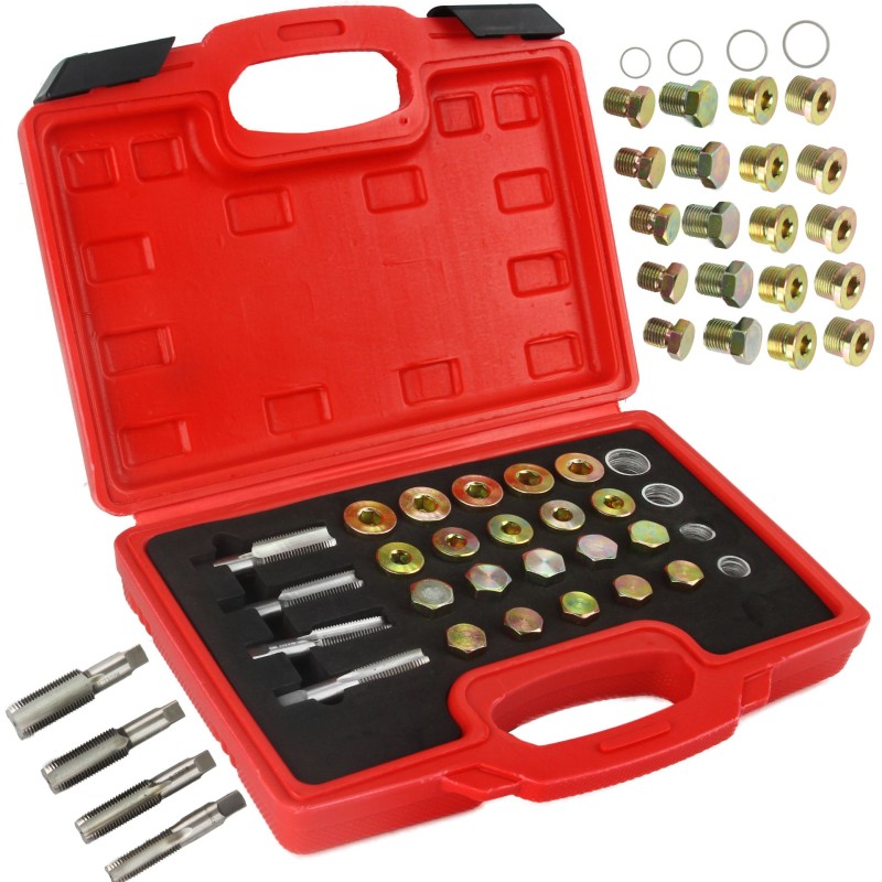 Kit set riparazione rifilettatori vite tappo tappi coppa di scarico olio auto 64